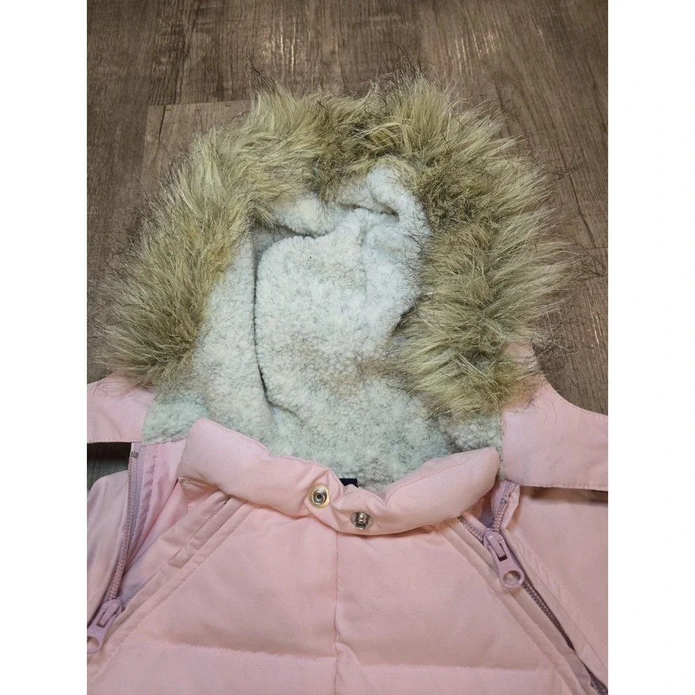 Ralph Lauren Baby Girl Puffer Down Snowsuit Pink Size S/M One-Piece Bunting Hood